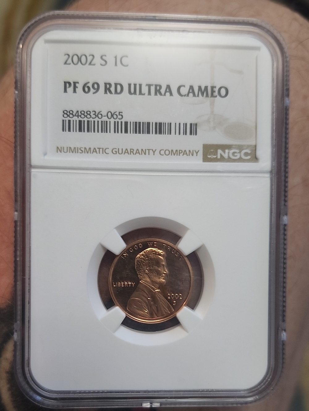 2002-S Lincoln Cent PF69 RD Ultra Cameo - NGC Certified